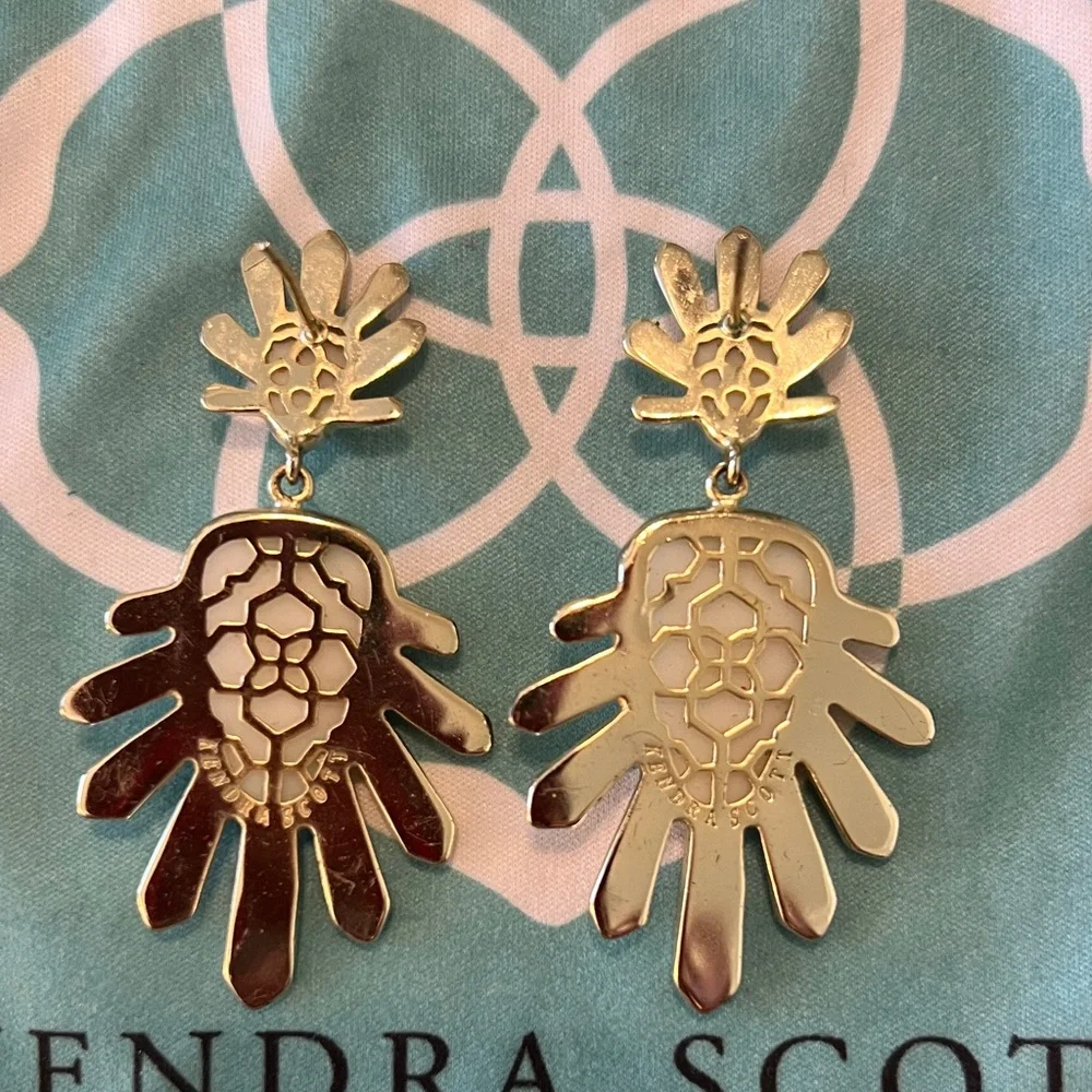 Kendra Scott Vintage Gold and Iridescent “Avant Garden” Earrings - Picture 2 of 10